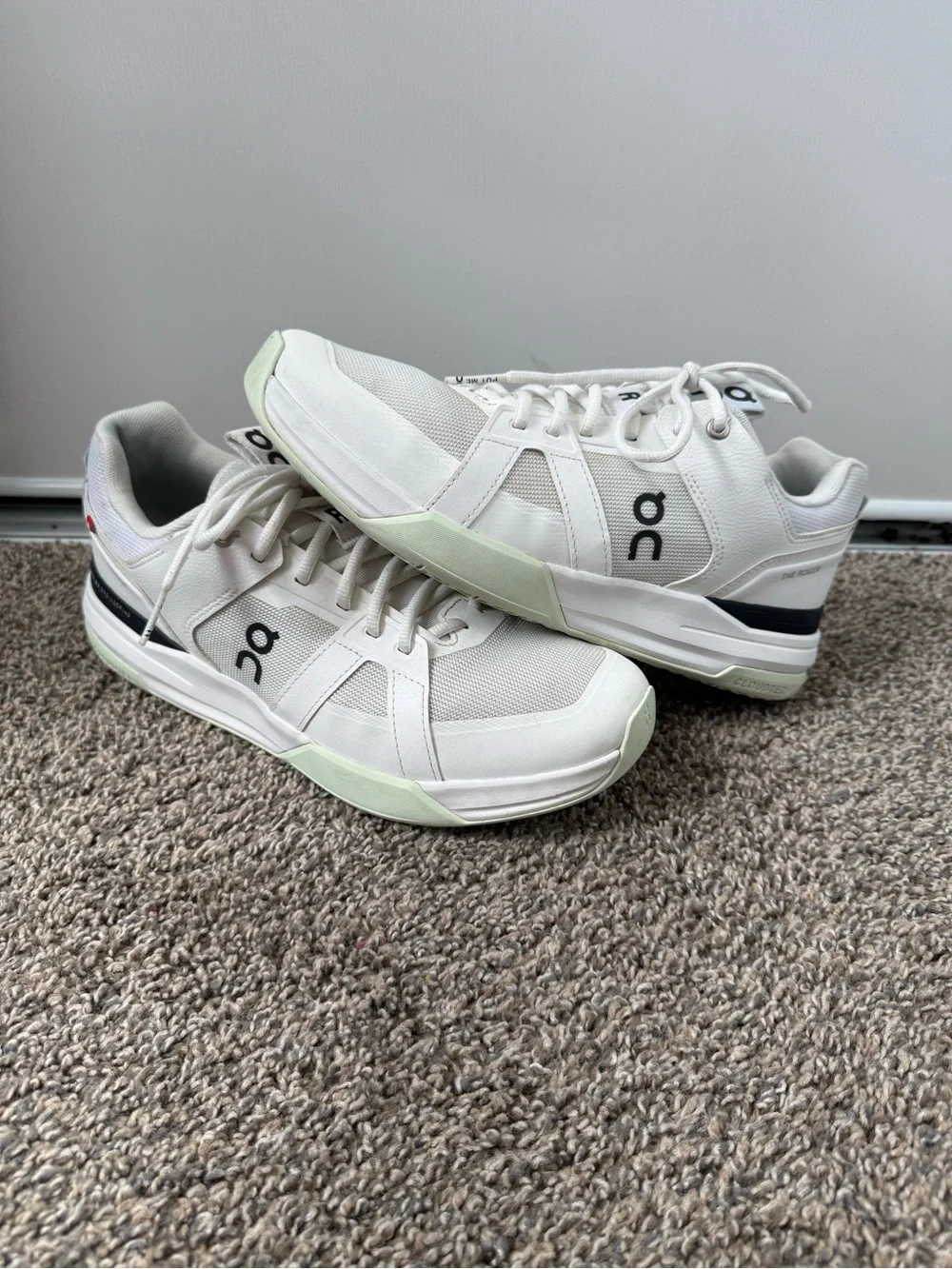 On Running Men's White Sneakers with Pale Green Accents